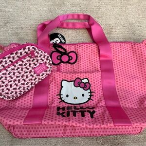 Hello Kitty pink tote bag travel set